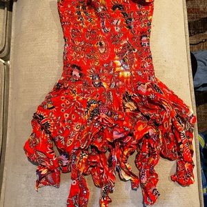 Free people strapless dress with crinkle skirt